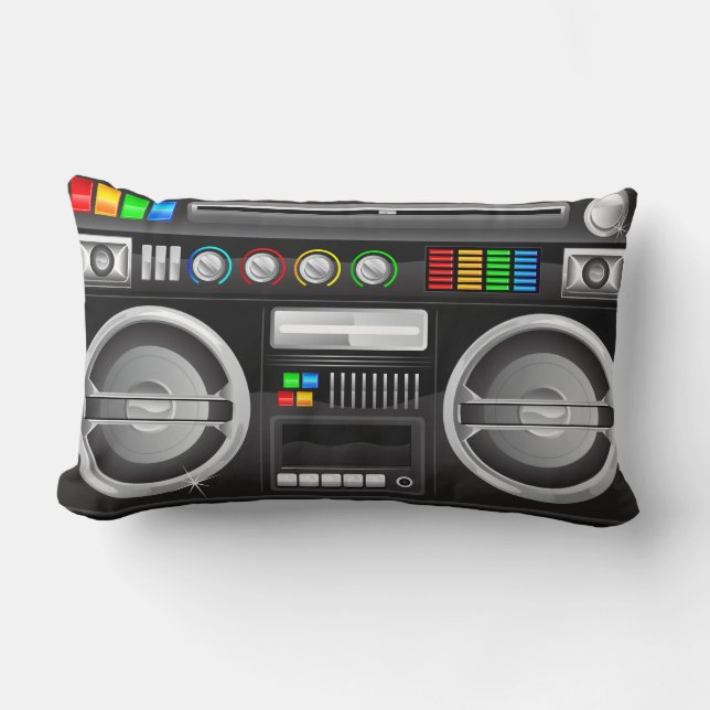 retro regenboog knoppen boombox ghetto master kussen (Voorkant)