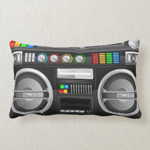 retro regenboog knoppen boombox ghetto master kussen