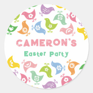 Retro Regenboog Kuikens Pasen Feest Favorieten Cad Ronde Sticker