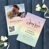 Retro Regenboog LGBTQ Gay Pride Alles in Eén Trouw Kaart