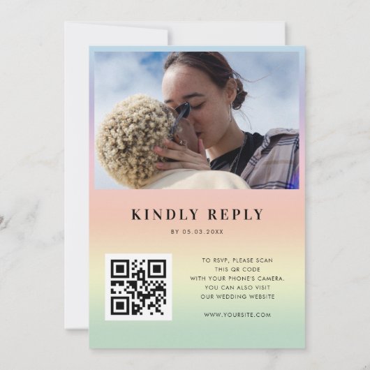 Retro Regenboog LGBTQ Gay Pride Alles in Eén Trouw Kaart (Achterkant)