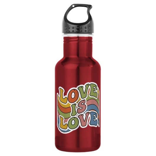 Retro Regenboog "Liefde is Liefde" Waterfles (Voorkant)
