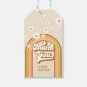 Retro regenboog margriet groovy bruidsdouche cadeaulabel (Voorkant)