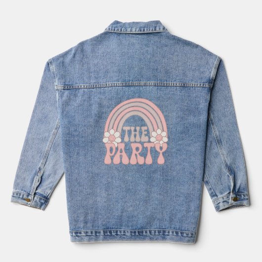 Retro Regenboog Meisjesuitstap Denim Jacket (Achterkant)