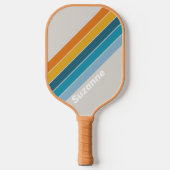 Retro Regenboog met naam Pickleball Paddle (Voorkant)