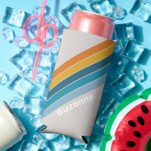 Retro Regenboog met Naam Seltzer Blikjeskoeler