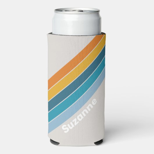 Retro Regenboog met naam Seltzer Blikjeskoeler (Seltzer Achterkant)