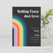 Retro Regenboog Moderne jaren 70 Donkere bruiloft Kaart (Staand voorkant)