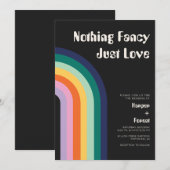 Retro Regenboog Moderne jaren 70 Donkere bruiloft Kaart (Voorkant / Achterkant)