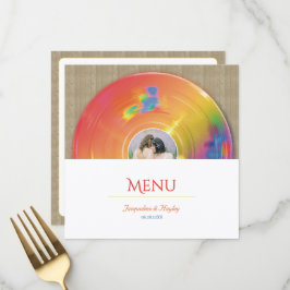 Retro Regenboog Muziek Vinyl Huwelijk Menu