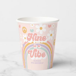 Retro Regenboog Negen is een Vibe 9e Verjaardag Papieren Bekers