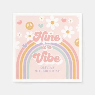 Retro Regenboog Negen is een Vibe 9e Verjaardag Servet