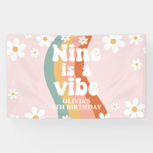 Retro Regenboog Negen is een Vibe Daisy 9TH Spandoek