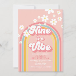 Retro Regenboog Negen is een Vibe Groovy 9e Verjaa Kaart