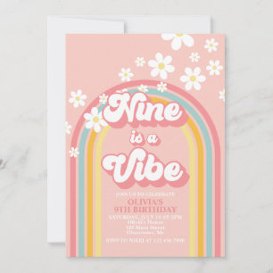 Retro Regenboog Negen is een Vibe Groovy 9e Verjaa Kaart