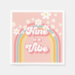 Retro Regenboog Negen is een Vibe Groovy 9e Verjaa Servet