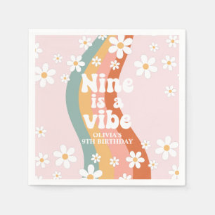 Retro Regenboog Nine is een Vibe Daisy 9e verjaard Servet