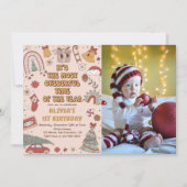 Retro Regenboog Onederful Kerstmis 1e Verjaardag Kaart (Voorkant)