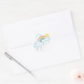 Retro Regenboog Ontwerp - Pastel Ronde Sticker (Envelop)