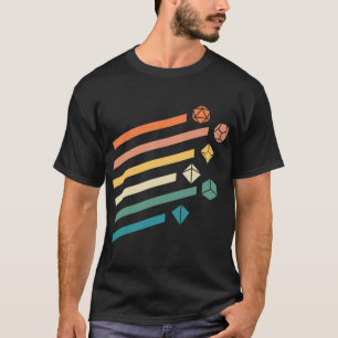 Retro Regenboog Polyhedral Dobbelstenen Set Kleure T-shirt