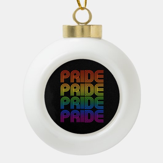 Retro Regenboog Pride Keramische Bal Ornament (Voorkant)