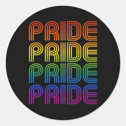 Retro Regenboog Pride Ronde Sticker (Voorkant)