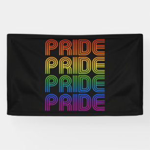 Retro Regenboog Pride Spandoek