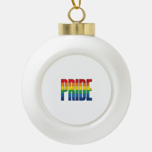 Retro Regenboog Pride Typografie Shirt Ontwerp_1 Keramische Bal Ornament