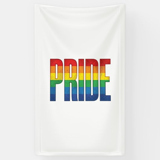 Retro Regenboog Pride Typografie Shirt Ontwerp_1 Spandoek (Verticaal)