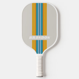 Retro Regenboog Rally Streep met Naam Pickleball Paddle