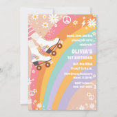 Retro Regenboog Roller Schaats Verjaardag Kaart (Voorkant)