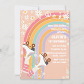 Retro Regenboog Roller Skates Uitnodiging (Voorkant)