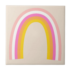 Retro Regenboog Roze Wit Blauw Rood Oranje Geel Tegeltje