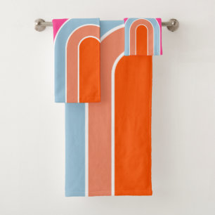 Retro Regenboog Sinaasappel Bad Handdoek