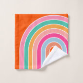 Retro Regenboog Sinaasappel Bad Handdoek (Wasdoekje)