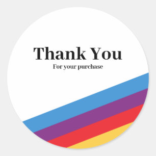 Retro Regenboog Streep Bedankt Klein Zakelijk Verp Ronde Sticker