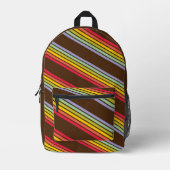 Retro Regenboog Streep Bruin  Bedrukte Rugzak (Voorkant)