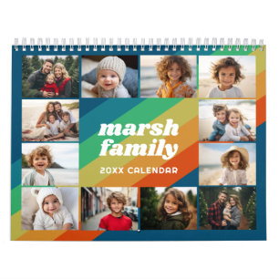 Retro Regenboog Strepen Aangepaste Foto - 13 Afbee Kalender