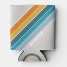 Retro Regenboog Strepen met Naam Blikjeskoeler