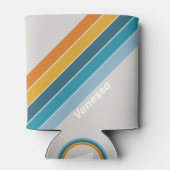Retro Regenboog Strepen met Naam Blikjeskoeler (Achterkant)