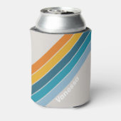 Retro Regenboog Strepen met Naam Blikjeskoeler (Blikje Achterkant)