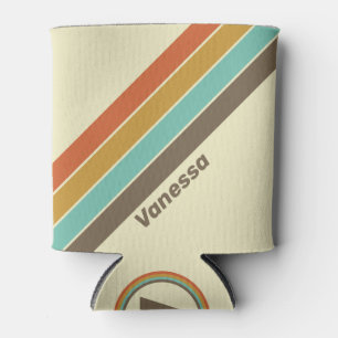 Retro Regenboog Strepen met Naam Blikjeskoeler