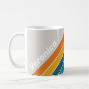 Retro Regenboog Strepen met Naam Koffiemok