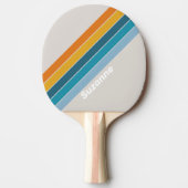 Retro Regenboog striping met naam Tafeltennisbatje (Voorkant)