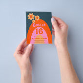 Retro Regenboog Sweet 16 Verjaardagsfeestbudget Flyer (Hand)