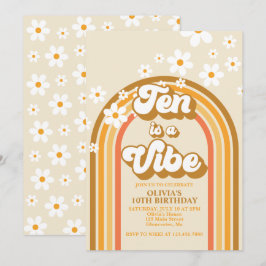 Retro Regenboog Tien is een Vibe Groovy 10e Verjaa Kaart