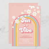Retro Regenboog Tien is een Vibe Groovy 10e Verjaa Kaart (Voorkant / Achterkant)