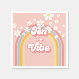 Retro Regenboog Tien is een Vibe Groovy 10e Verjaa Servet