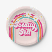 Retro regenboog totaal tien 10e verjaardag papieren bordje (Voorkant)