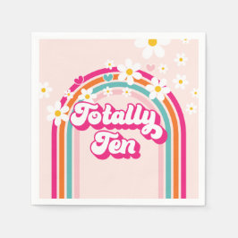 Retro regenboog totaal tien 10e verjaardag servet